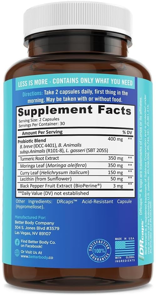 BB Company Provitalize | Probiotics for Women Digestive Health, Menopause | Sexy Midsection Curves, Bloat, Joint Support | Turmeric Curcumin | Packaging Vary | Now (Formerly Better Body Co.)(60 Ct)