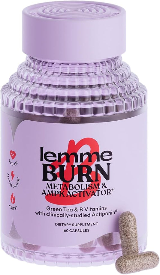 Lemme Burn - Metabolism, Belly Fat Burning + AMPK Activating Supplement for Men & Women w/Clinically Studied Actiponin Gynostemma, Green Tea Extract, Vitamins B6 & B12 - Vegan, Gluten Free, 60 Count