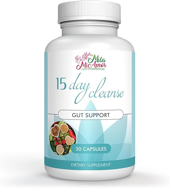 Milamiamor 15 Day Cleanse - Gut and Colon Support - Advanced Gut Cleanse Detox for Women & Men with Senna, Cascara Sagrada & Psyllium Husk - Non-GMO - Made in USA - 30 Capsules