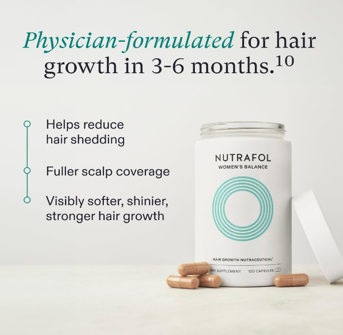 Nutrafol Women's Balance Hair Growth Supplements, Ages 45 and Up, Clinically Proven for Visibly Thicker Hair and Scalp Coverage, Dermatologist Recommended - 1 Month Supply  - catagory- health - hairgrowth - hair- supplement- product image - muzsha ltd- trendhub 