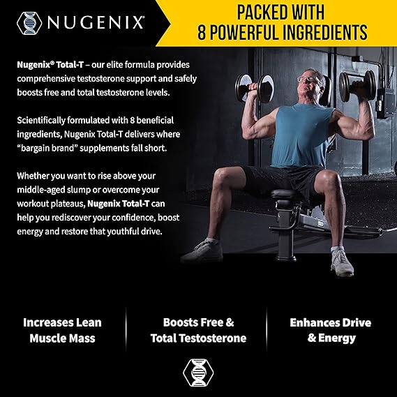 Nugenix Total-T, Free and Total Testosterone Booster Supplement for Men, 90 Count