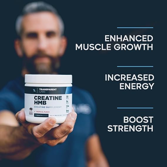 Transparent Labs Creatine HMB - Creatine Monohydrate Powder with HMB for Muscle Growth, Increased Strength, Enhanced Energy Output, and Improved Athletic Performance - 30 Servings, Unflavored